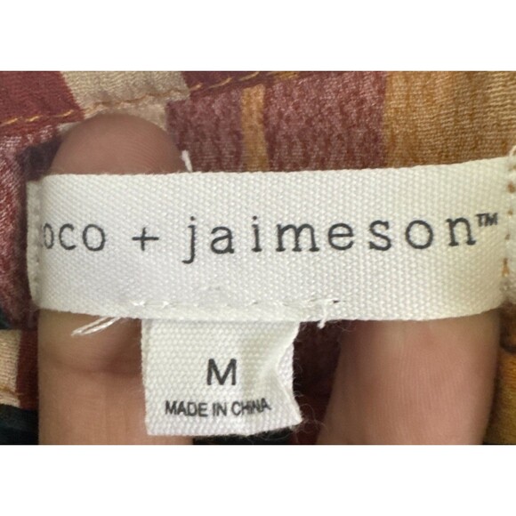 Chic NWT Coco Jaimeson Womens M Jumpsuit Retro Artsy Striped WideLeg Split WBelt - Picture 5 of 5